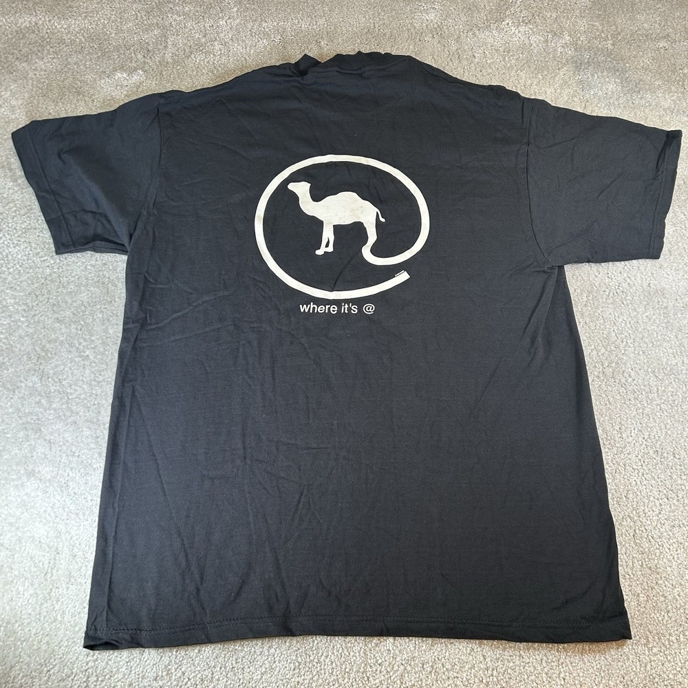 VINTAGE 1997 Camel Cigarettes Where It's‎ At Logo Graphic T-Shirt Black Men's XL